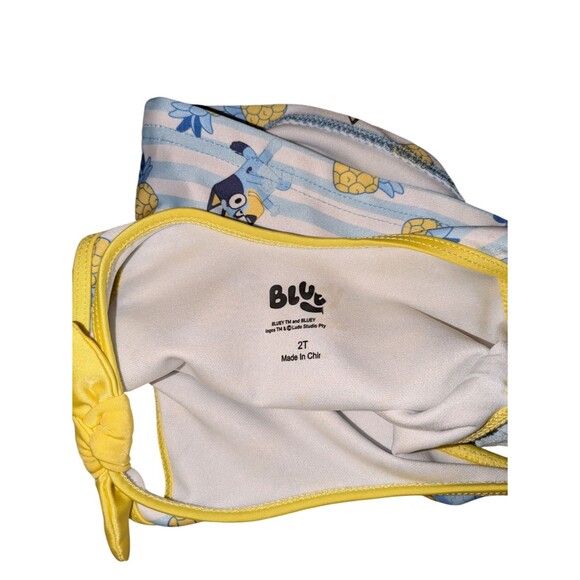 Bluey Swim Suit 2T Girl's Striped Pineapple Ruffle Trim Tankini Bathing Suit - Picture 5 of 6